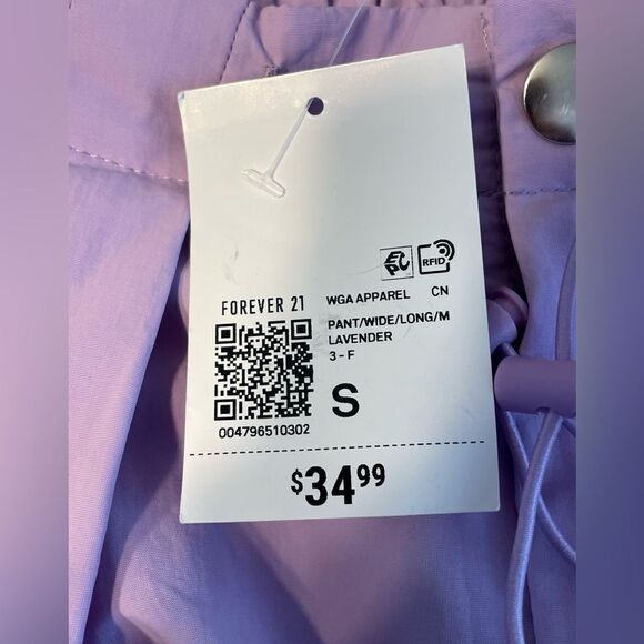 NWT Forever 21 Lavender Cargo Pants Wide Legs S - Picture 9 of 9